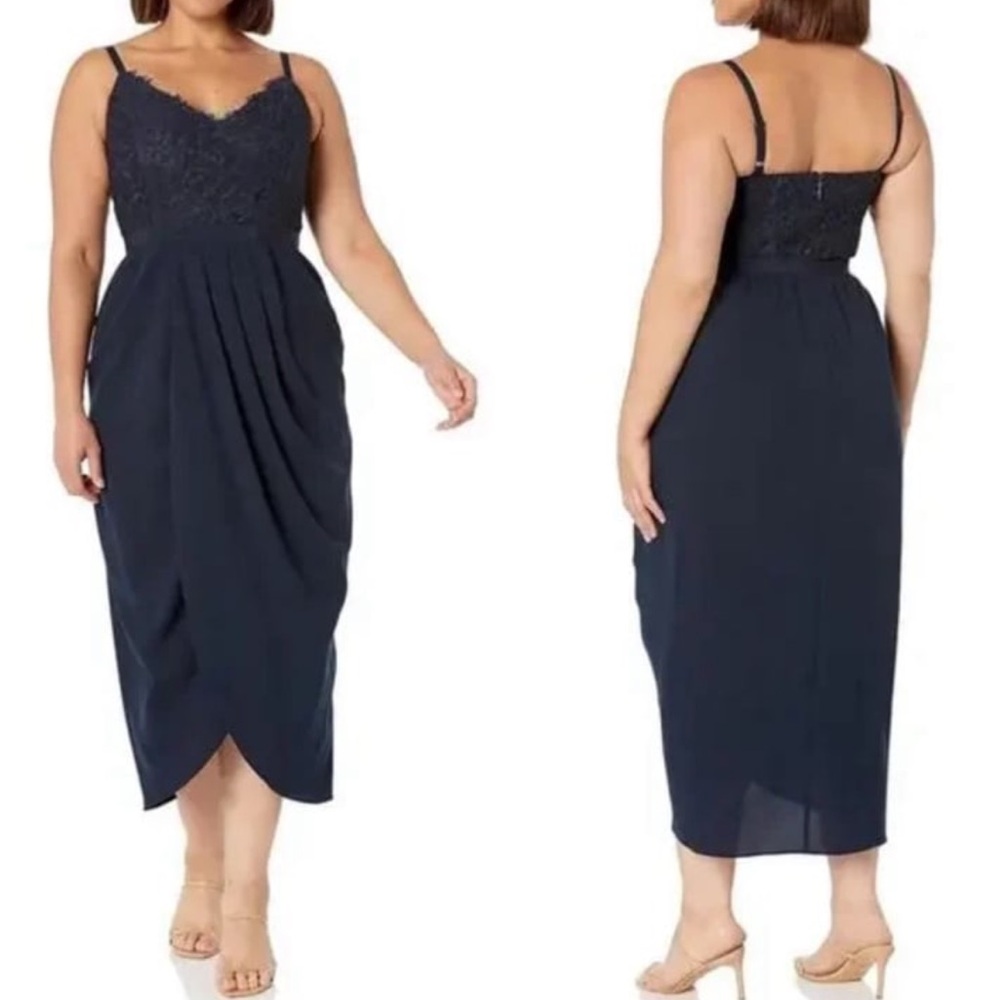 City Chic Navy Lace Touch Dress Sz XL